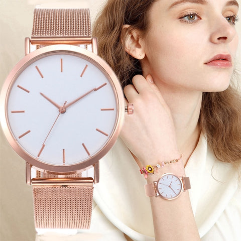 Rose Gold Simple Wristwatch - Movingpieces